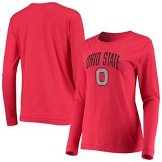 Женская футболка с длинным рукавом и логотипом Champion Scarlet Ohio State Buckeyes University Arch Champion