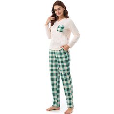 Женская одежда для сна, клетчатая рубашка с длинными рукавами и брюки, комплект мягкой домашней одежды cheibear