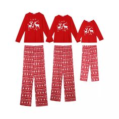 Детская футболка с длинными рукавами с изображением оленя и штаны с оленем, комплекты из 2 предметов, одинаковые комплекты для всей семьи, рождественские пижамные комплекты cheibear