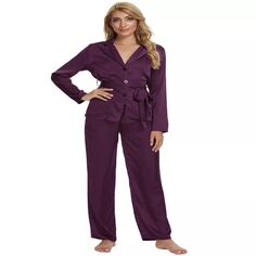 Женская одежда для сна, топы с v-образным вырезом и поясом, одежда для сна и брюки, пижамный комплект для дома cheibear
