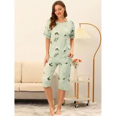 Женский комплект для отдыха с цветочным принтом, пижама с коротким рукавом, пижамные комплекты с круглым вырезом, пижамные комплекты cheibear, синий