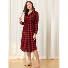 Женское клетчатое платье-рубашка с принтом в виде сердца, рубашка для сна, домашняя одежда, пижамное платье-рубашка cheibear