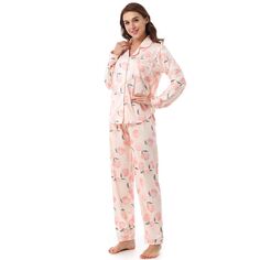 Женская одежда для сна, домашняя одежда с милым принтом и брюками, мягкий пижамный комплект с длинными рукавами cheibear, серый