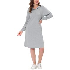 Женские пижамы, толстовки с карманами, платье, ночная рубашка, одежда для сна, ночная рубашка cheibear, серый