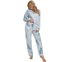 Женская одежда для сна, милая ночная рубашка с принтом и брюками, пижамные комплекты с длинными рукавами cheibear