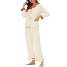 Женская одежда для сна, теплый фланелевой пижамный комплект с длинными рукавами и пуговицами cheibear, серый