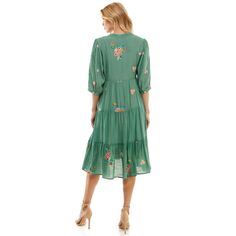 Женское газовое платье миди с вышивкой на пуговицах и цветах Figueroa и спереди Figueroa &amp; Flower