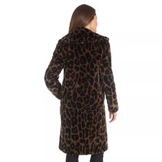 Женское длинное пальто из искусственного меха с животным принтом Fleet Street Fleet Street
