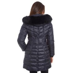 Женское длинное пальто из искусственного пуха Fleet Street со съемным капюшоном с отделкой из искусственного меха Fleet Street, черный