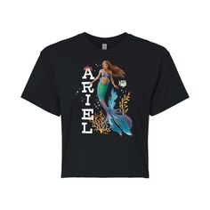 Укороченная футболка Disney&apos;s The Little Mermaid Ariel для юниоров Licensed Character, черный
