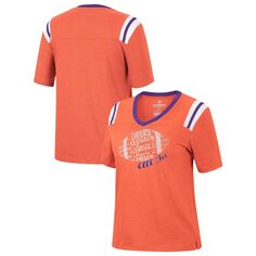 Женская футболка Colosseum Heathered Orange Clemson Tigers 15 Min Early Football с v-образным вырезом Colosseum