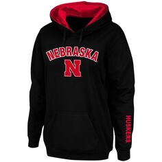 Женский черный пуловер с капюшоном Nebraska Huskers Arch &amp; Logo 1 Colosseum