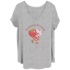 Детская футболка больших размеров с клубничным песочным печеньем Happy Walking с v-образным вырезом и графическим рисунком Licensed Character