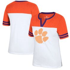 Женская футболка Colosseum белого/оранжевого цвета Clemson Tigers Frost Yourself с вырезом в горловине Colosseum