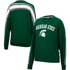 Женский объемный пуловер с принтом «Колизей» зеленого цвета Michigan State Spartans Team Colosseum