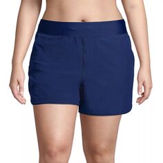 Женские быстросохнущие шорты с эластичной резинкой на талии размера плюс 5 дюймов Lands&apos; End, накидка для плавания Lands&apos; End