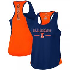 Женская майка Colosseum Navy Illinois Fighting Illini Sachs 2-Hit с круглым вырезом-борцовкой Colosseum