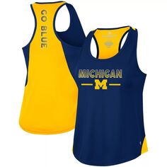 Женская майка Colosseum Navy Michigan Wolverines Sachs 2-Hit с круглым вырезом-борцовкой Colosseum