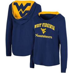 Женская футболка Colosseum Navy West Virginia Mountaineers Catalina с капюшоном и футболкой с длинными рукавами Colosseum