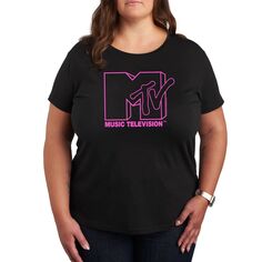Розовая футболка с логотипом MTV больших размеров для юниоров Licensed Character, черный