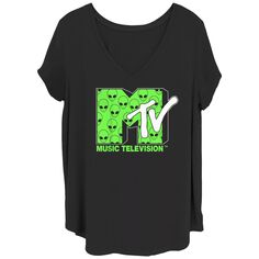 Детская футболка больших размеров MTV Aliens Heads с v-образным вырезом и графическим рисунком Licensed Character