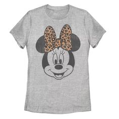 Детская футболка Disney&apos;s Minnie Mouse с леопардовым принтом и бантом и портретом Licensed Character