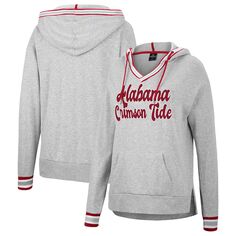 Женский пуловер с капюшоном Colosseum Heathered Alabama Crimson Tide Andy с v-образным вырезом Colosseum