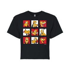 Укороченная футболка с рисунком «Микки Маус и друзья» Disney&apos;s Pluto Grid для детей Licensed Character, черный