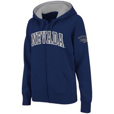 Женская толстовка с капюшоном Stadium Athletic темно-синего цвета Nevada Wolf Pack с арочным именем и молнией во всю длину Colosseum