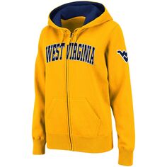 Женская толстовка с капюшоном Stadium Athletic Gold West Virginia Mountaineers с молнией во всю длину и арочным именем Colosseum