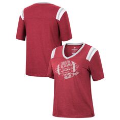 Женская футболка Colosseum Heathered Crimson Alabama Crimson Tide 15 Min Early Football с v-образным вырезом Colosseum