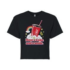 Укороченная футболка с рисунком Coca-Cola для юниоров Licensed Character, черный