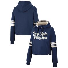 Женский укороченный пуловер с капюшоном в стиле ретро Penn State Nittany Lions темно-синего цвета Colosseum Penn State Colosseum