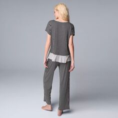 Женский пижамный комплект с короткими рукавами Simply Vera Vera Wang и пижамные штаны для сна Simply Vera Vera Wang