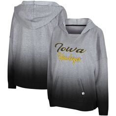 Женский пуловер с капюшоном Colosseum Heathered Grey Iowa Hawkeyes On Wednesdays Dip-Dye Colosseum