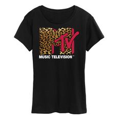 Женская футболка с леопардовым логотипом MTV Licensed Character, черный