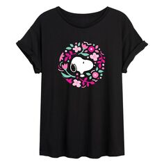 Струящаяся футболка с цветочным принтом для юниоров Peanuts Licensed Character, черный