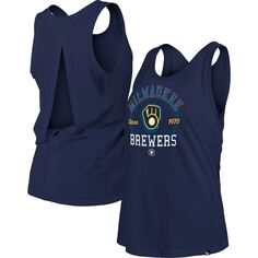 Женская темно-синяя майка New Era Milwaukee Brewers с открытой спиной New Era