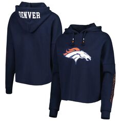 Женский темно-синий пуловер с капюшоном и рукавами из фольги New Era Denver Broncos New Era