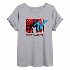 Детская струящаяся футболка в клетку с логотипом MTV в стиле гранж Licensed Character