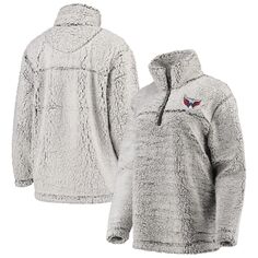 Женская серая куртка-пуловер из шерпы с молнией в четверть G-III 4Her by Carl Banks Washington Capitals G-III