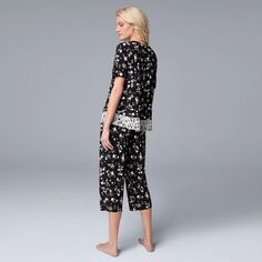 Женский пижамный топ с короткими рукавами Simply Vera Vera Wang и пижамные брюки-капри Simply Vera Vera Wang
