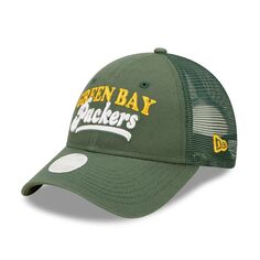 Женская кепка New Era Green Green Bay Packers Team Trucker 9FORTY Snapback New Era