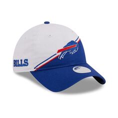 Женская регулируемая шляпа New Era White/Royal Buffalo Bills 2023 Sideline 9TWENTY New Era