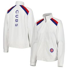 Женская белая спортивная куртка с молнией во всю длину G-III 4Her by Carl Banks Chicago Cubs Red Flag G-III