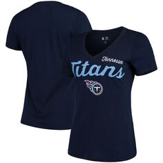 Женская темно-синяя футболка с v-образным вырезом G-III 4Her by Carl Banks Tennessee Titans Post Season G-III