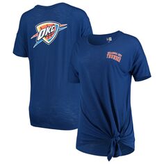 Синяя женская футболка New Era Oklahoma City Thunder с завязками сбоку New Era