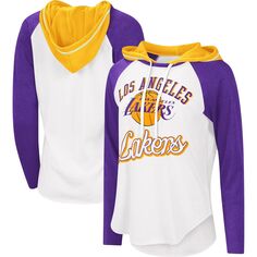 Женская худи G-III 4Her by Carl Banks, белая футболка с длинным рукавом и худи реглан Los Angeles Lakers MVP G-III
