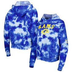 Женский флисовый пуловер с капюшоном New Era Royal Los Angeles Rams Cloud Dye New Era