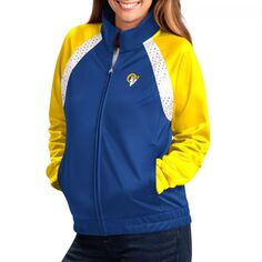 Женская спортивная куртка с молнией во всю длину реглан G-III 4Her by Carl Banks Royal/Gold Los Angeles Rams Confetti реглан G-III